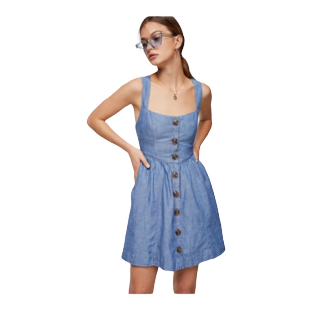Free People Cambray Button-down Dress Size 0